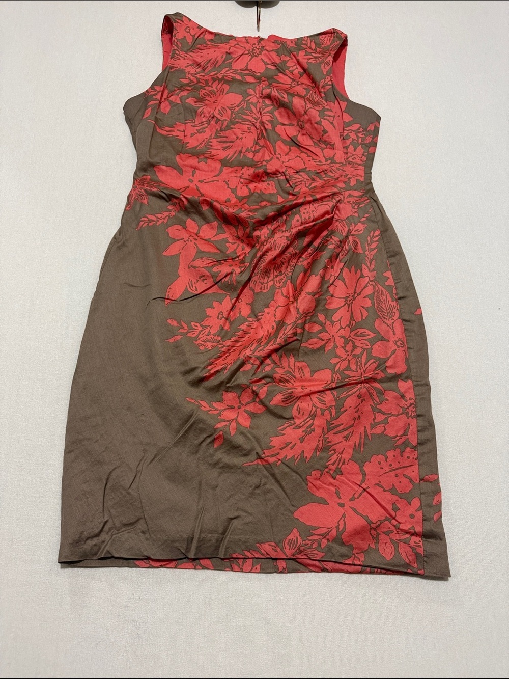 Anne Klein Brown Dress with Coral Floral Print
